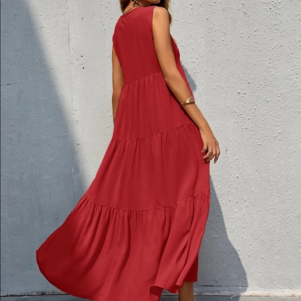 Boho V neck ruffle hem maxi dress - Picture 7 of 12